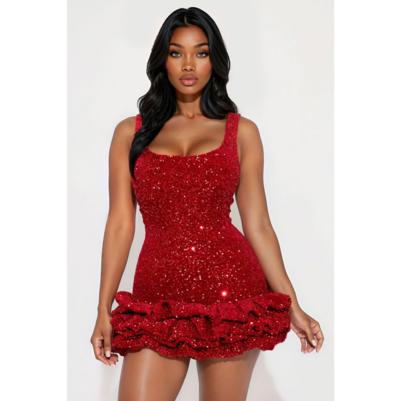 Fashion Nova Dresses & Skirts - Fashion Nova Brandy Bubble Sequin Mini Dress in Red